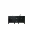 James Martin Vanities Brittany 72in Double Vanity, Black Onyx w/ 3 CM Carrara Marble Top 650-V72-BKO-3CAR